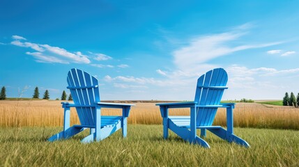 Invest in Your Future: A serene image of two empty Adirondack chairs on lush green grass, symbolizing retirement planning and financial security
