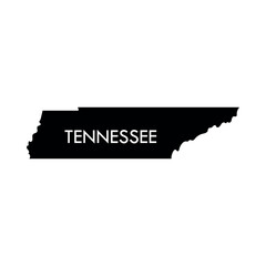 Tennessee a US state black element isolated on white background.