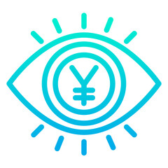 Outline Gradient Yen eye icon