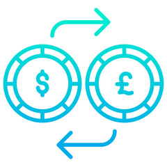 Outline Gradient Dollar and Pound exchange icon