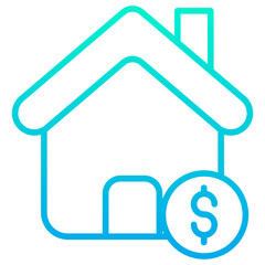 Outline Gradient House rent icon