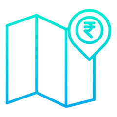 Outline Gradient Rupees Place icon