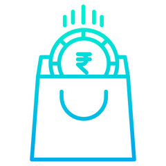 Outline Gradient Rupees Shopping Bag icon