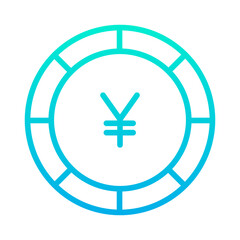Outline Gradient Yen coin icon