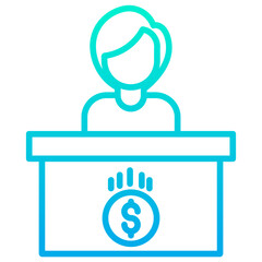 Outline Gradient Dollar helpdesk woman icon