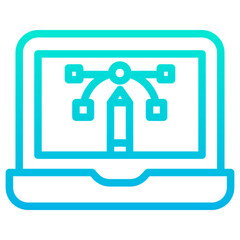 Outline Gradient Laptop Pen tool  icon