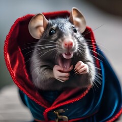 A rat as a vampire, complete with fangs and a velvet cape2