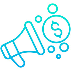 Outline Gradient Dollar Megaphone icon