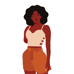 Fototapeta premium Afro black woman in elegant art style vector