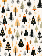 Minimalist Christmas pattern with Christmas trees
