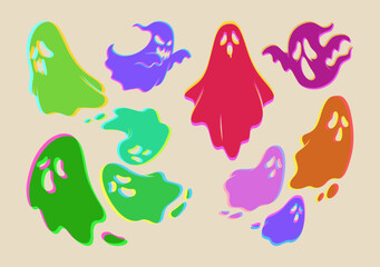 HALLOWEEN GHOST BUNDLE, Cute and Cool Cartoon Vector Design.
