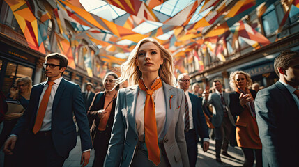 In the Midst of London: Businesswoman's Successful Stroll - Fictional Person, Generative AI