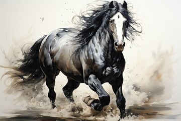 Obraz na płótnie Canvas running horse in the morning