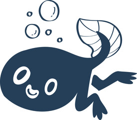 hand drawn cute cartoon tadpole illustration.