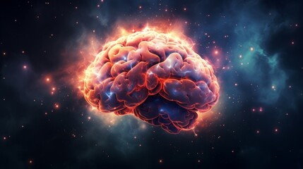 Brain. Abstract concept of thought processes in the brain, artificial intelligence virtual emulation technology. Brainstorming ideas.