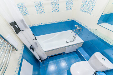 interior apartment room bathroom, sink, decorative elements, toilet