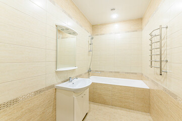 interior apartment room bathroom, sink, decorative elements, toilet