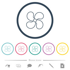 Car fan flat color icons in round outlines