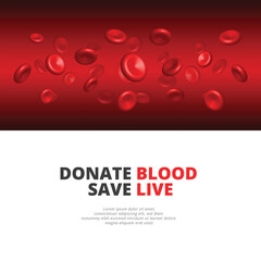 Vector file. world blood donor day poster or flyers, charity medical design with new 3d red cells. Place for text. Blood Donation save life
