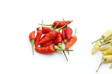 Fresh chili peppers on white background