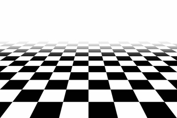 Checkerboard with vanishing point - obrazy, fototapety, plakaty