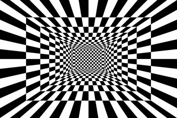 Black and white checkerboard hypnotic effect