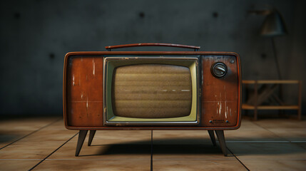 Vintage old tv 1950 front