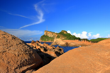 Natural rock formation at Yehliu Geopark, one of most famous wonders in Wanli, New Taipei City,...