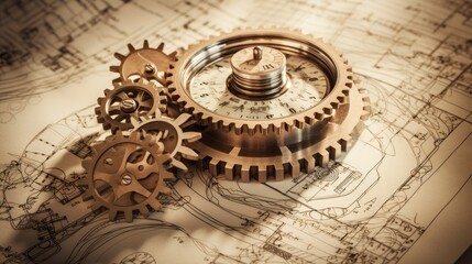 the essence of medical solutions for treating dementia and brain problems. Gears and cogs on antique parchment documents symbolizing the fight against dementia and the importance of neurological care.