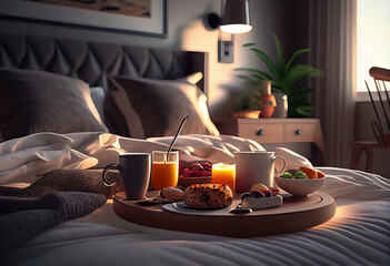 Focus on fruit. In a hotel room with fruit, place a tray on the bed to welcome the arrival of VIP...