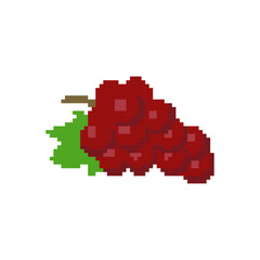Red grape fruit pixel art vector illustration isolated on white background.