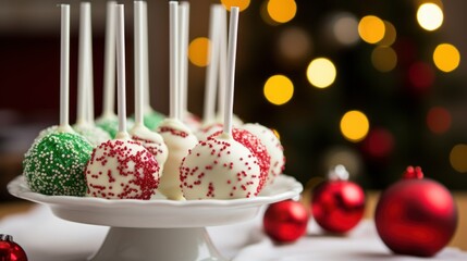 Christmas Cake Pops Recipe for the Holidays. Festive Christmas Cake Pops bite sized dessert. New Year Specials