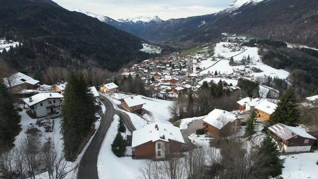 Drone view of the city seen from the aerial route of the hill housing the cottages
