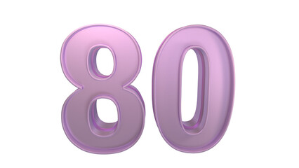 Creative design purple 3d number 80