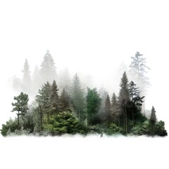 White Background, Beautiful forest, minimalist style Generative AI