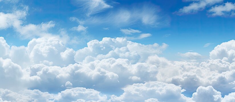 Blue and white clouds filling a wide sky view With copyspace for text