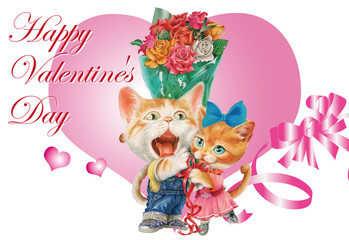 子猫の贈り物のバレンタインカード
