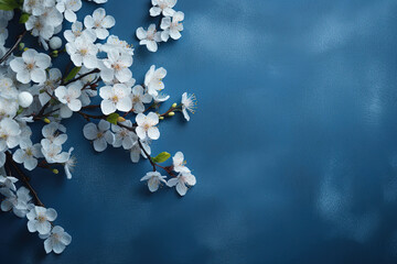 A denim blue background reminiscent of springtime, with a texture inspired by fabric