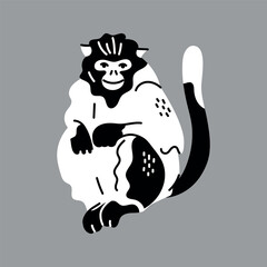 Hand drawn golden horned monkey color concept. Children's character.