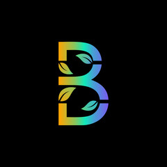 Modern Letter B Leaf Logo. The combination of the capital letter B and leaves is an elegant, modern, simple logo. Monogram letter b logo.. Gradient B Leaf Logo