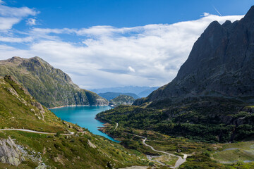 mountain river and lake in the mountains