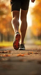 Foto op Plexiglas Perspective of a man's legs while jogging in a park © Daniel