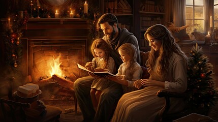 Obraz na płótnie Canvas Traditional family celebrating Christmas