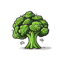 Broccoli hand-drawn illustration. Broccoli. Vector doodle style cartoon illustration