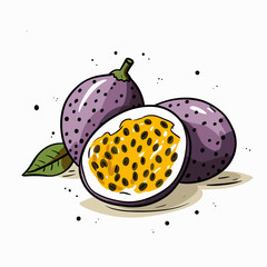 Passion fruit hand-drawn illustration. Passion fruit. Vector doodle style cartoon illustration