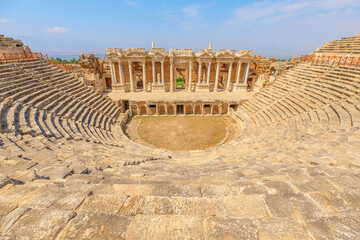 well-preserved theater in Hierapolis, in Pamukkale, Turkey, was a significant attraction within the...