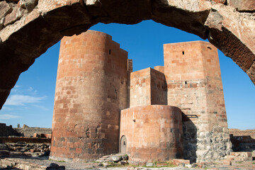 Old fortress. Destroyed castle walls. Old architecture