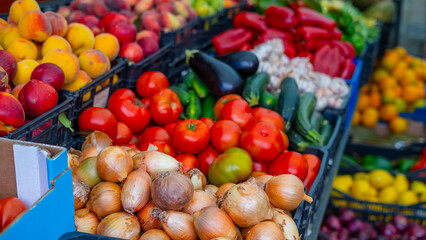 vegetable´s boxes in a local market