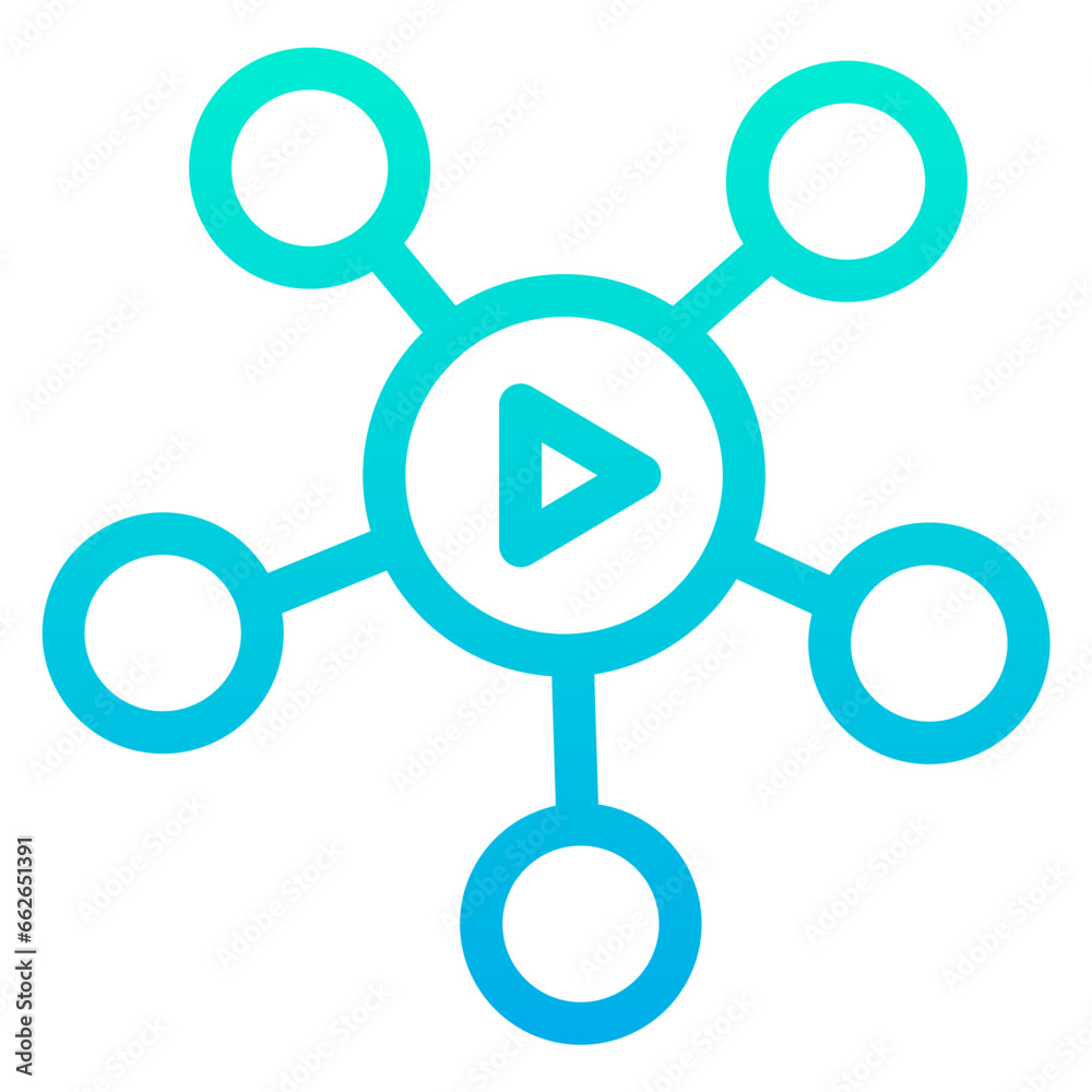 Sticker outline gradient video network icon