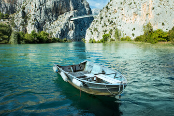 boat on the river, Omiš, Croatia